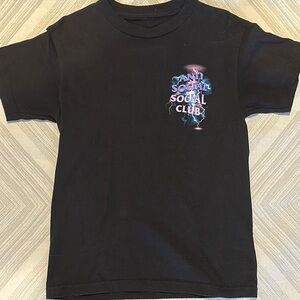 Anti Social Social Club Black Tee with Multicolor Logo